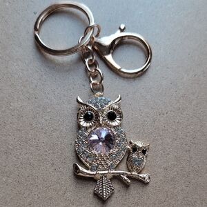 Elegant Gold Owl Keychain with Crystals